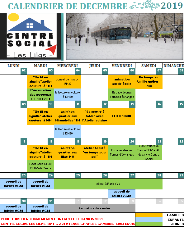 calendrier décembre