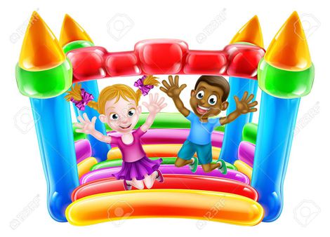 63229324 enfants cartoon sauter sur un château gonflable